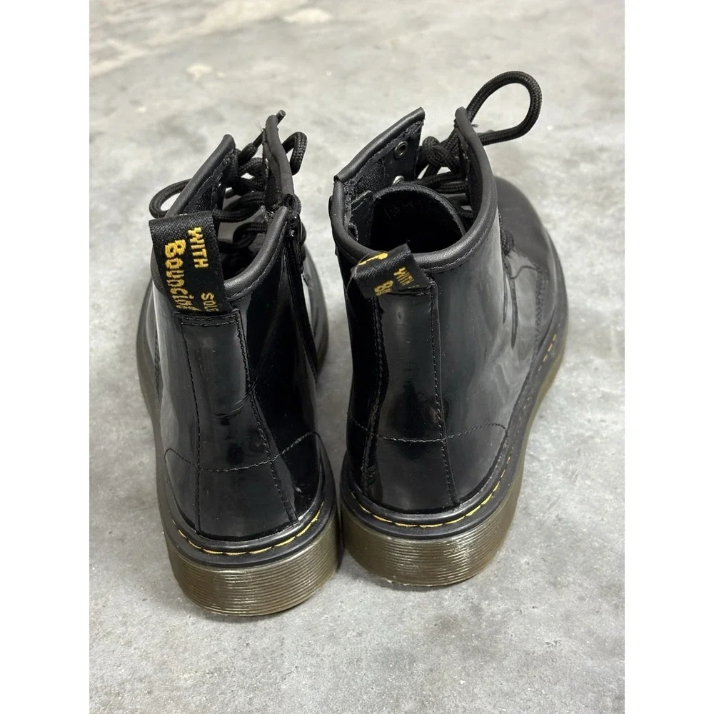Dr. Martens Delaney Youth Girls Sz 4 Black Patent Leather Combat Boots Side Zip